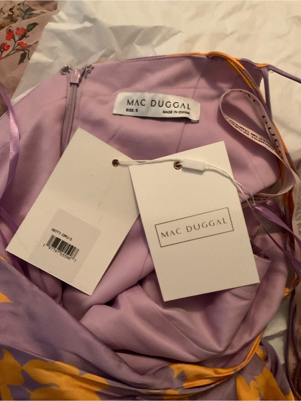 NWT Mac Duggal 68771 Orchid Floral Printed One Shoulder Maxi Dress S - Picture 13 of 15